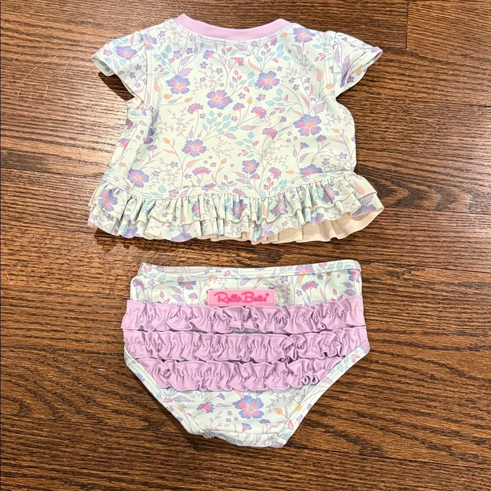 Ruffle Butts Blue & Purple Floral Bikini 12-18 Months